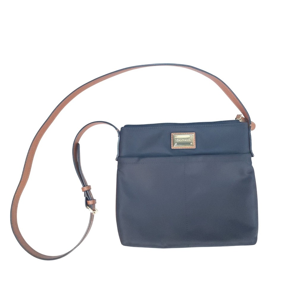 Calvin Klein Black Brown Crossbody Messenger Bag Purse‎ Business Casual Urban